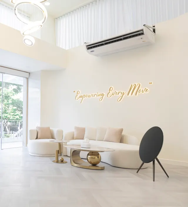 Reception lounge at The Best Pilates studio, Bangkok