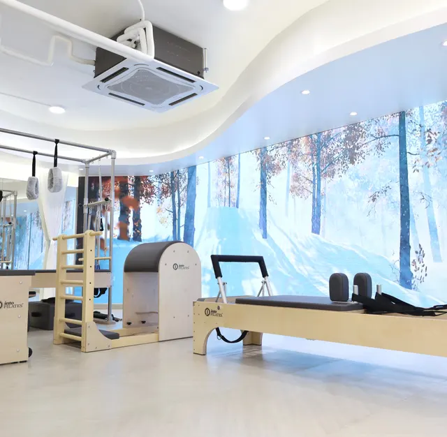 Reformer, ladder barrel and tower equipment in the immersive studio room